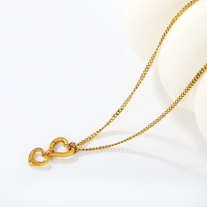 Cool Style 304L Stainless Steel Heart Cuban Necklace