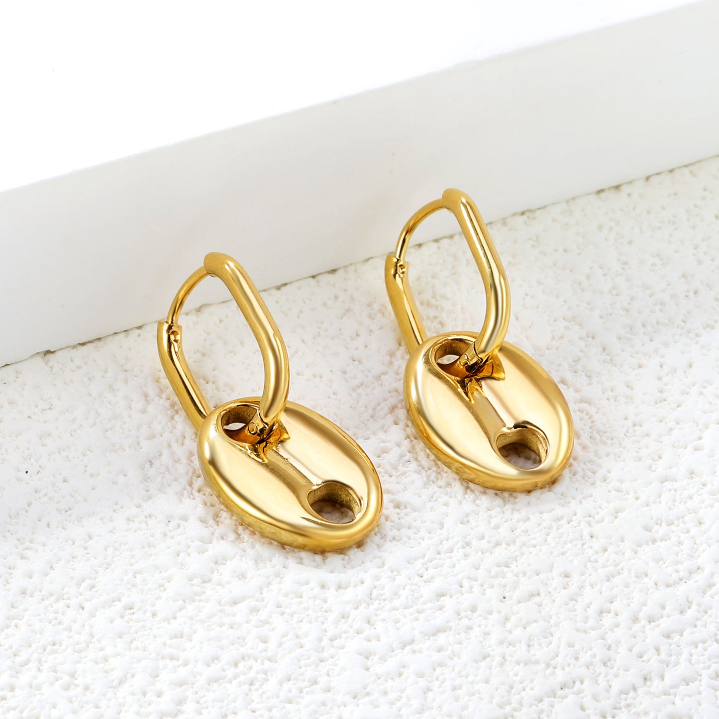 Bulk PVD Gold Charm Hoop Earrings Waterproof