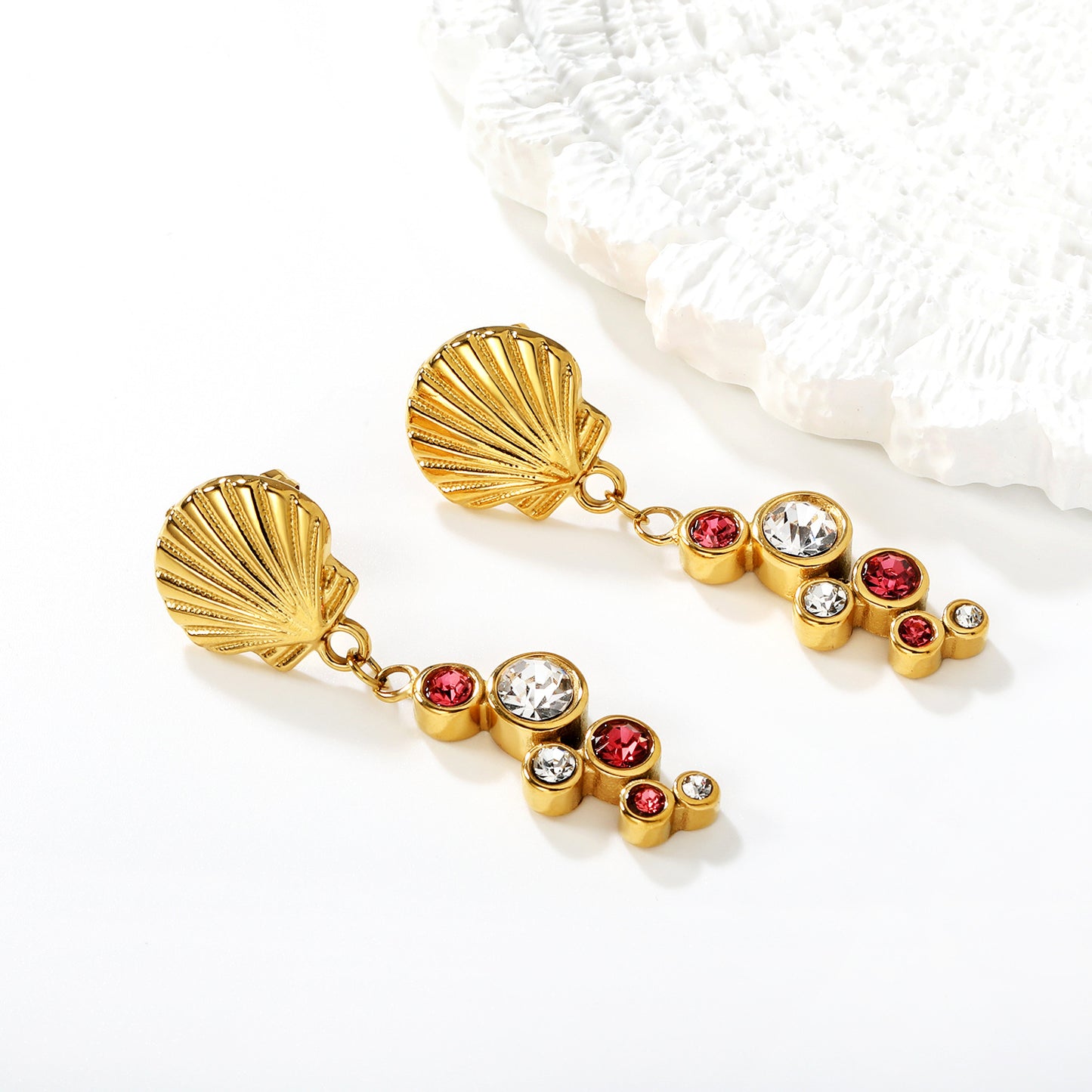 Beach-Vibe Shell Tassel Earrings Stainless Steel Non-Tarnish