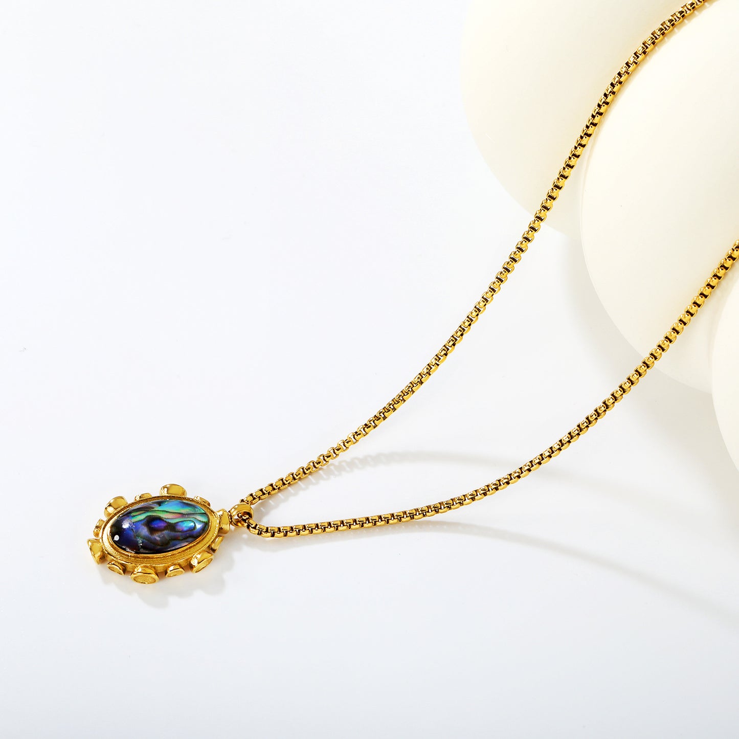 304L Stainless Steel Box Chain Abalone Necklace Factory