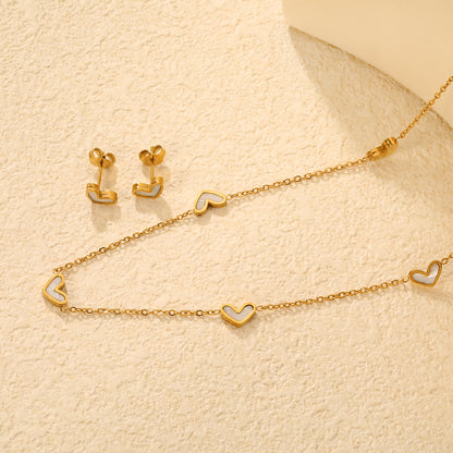 Wholesale Waterproof PVD Gold Sculpted Heart Motif Jewelry Set
