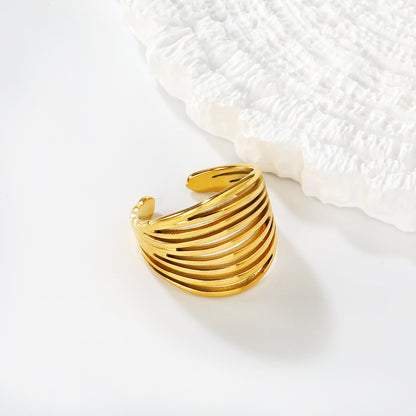 Minimalist 304L Stainless Steel Line Ring | Unisex Wide Stacking Band