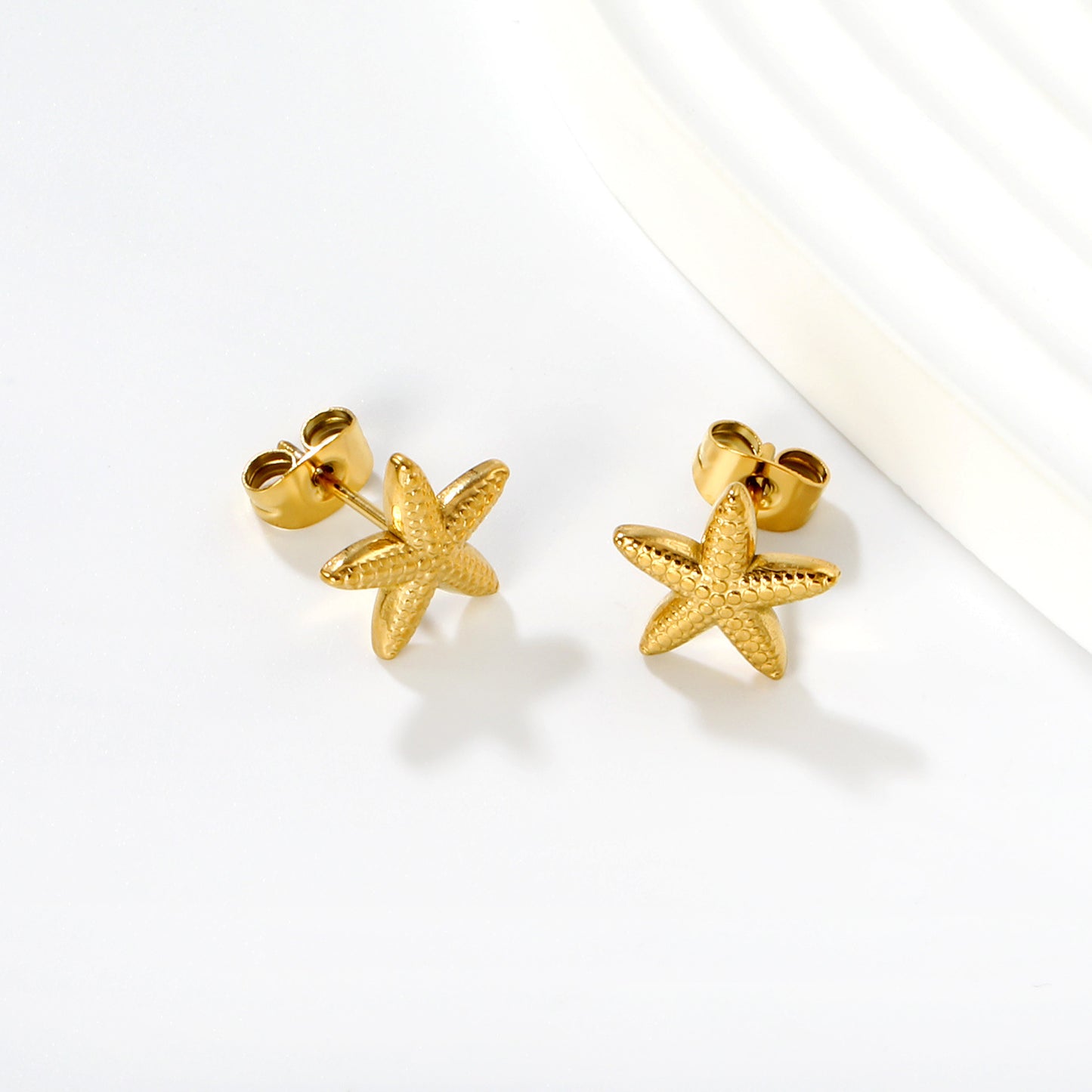 Bulk Waterproof PVD Gold Star Beach Stud Earrings