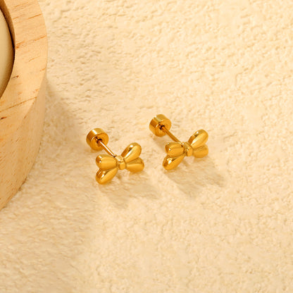 Wholesale Stainless Steel Bow Earrings | PVD Gold Ribbon Bulk