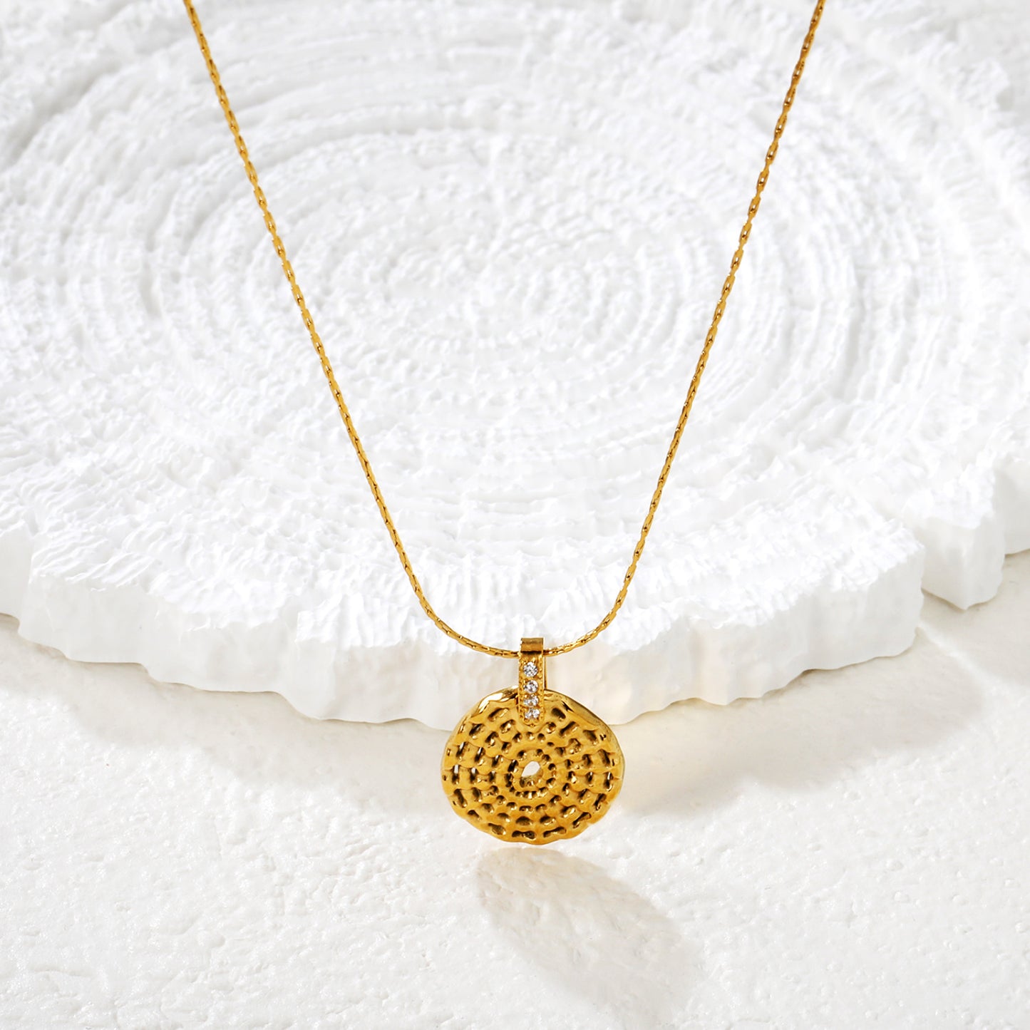 Wholesale 304L Stainless Steel Necklace Woven Oval Zircon Jewelry
