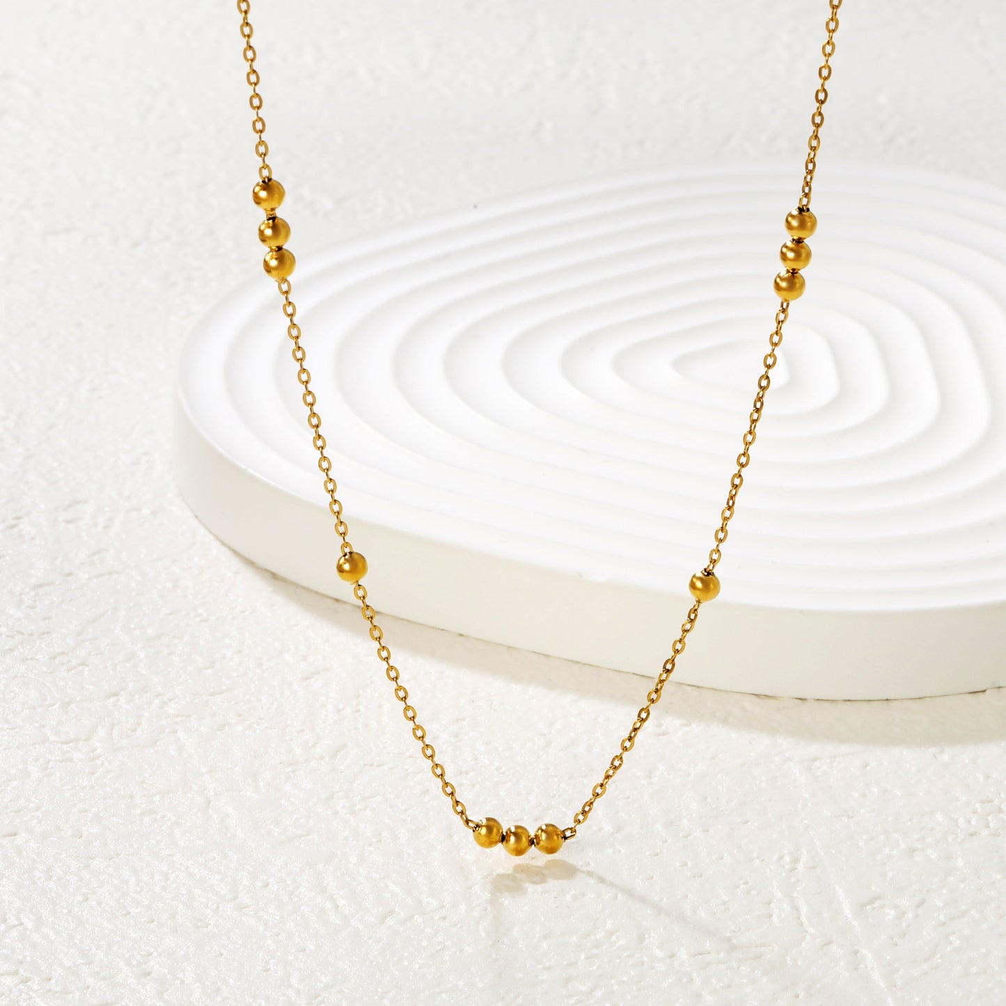 Wholesale Waterproof PVD Gold Star Accent Clavicle Necklace Multi-Length