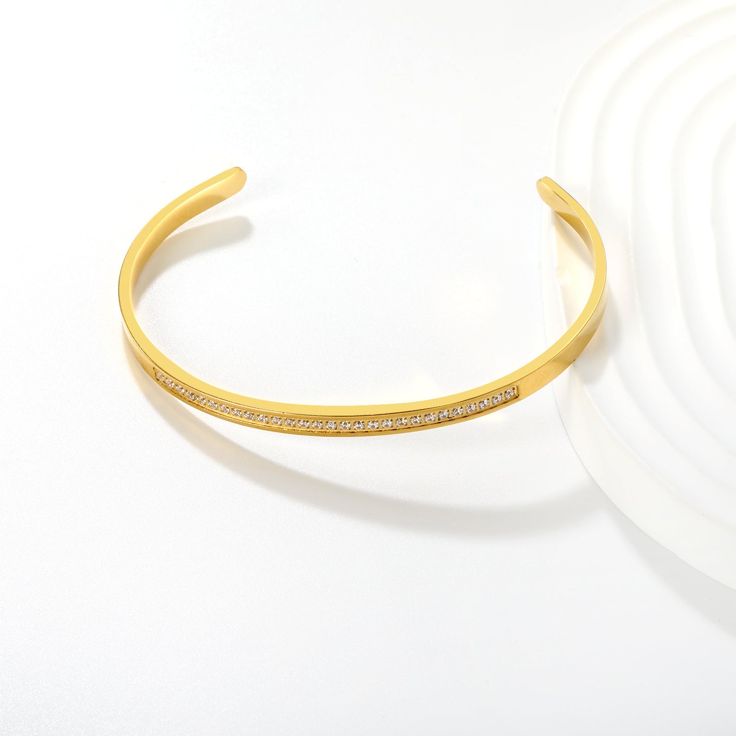 Bulk PVD Gold Bold Double-Layer Wide Domed Open Bangle