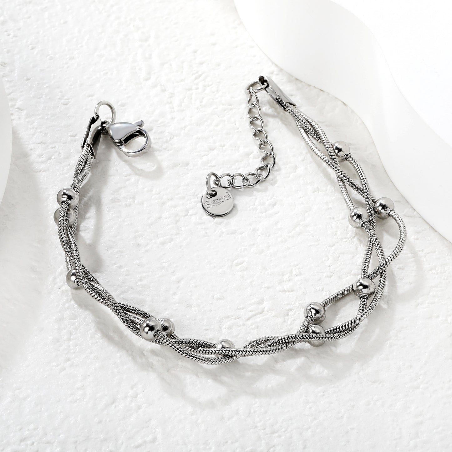 304L Stainless Steel Braided Bracelet | Silver Snake Chain