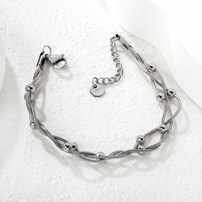 304L Stainless Steel Braided Bracelet | Silver Snake Chain