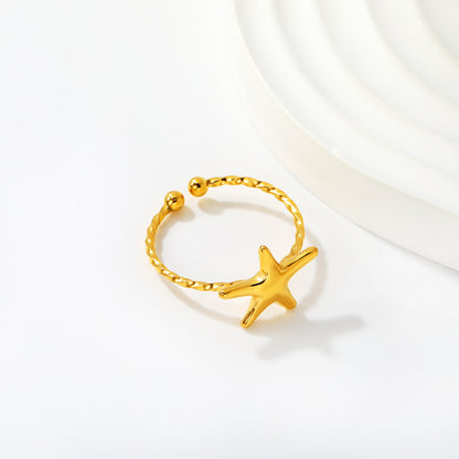 Summer 304L Stainless Steel Starfish Ring | Waterproof Beach Jewelry