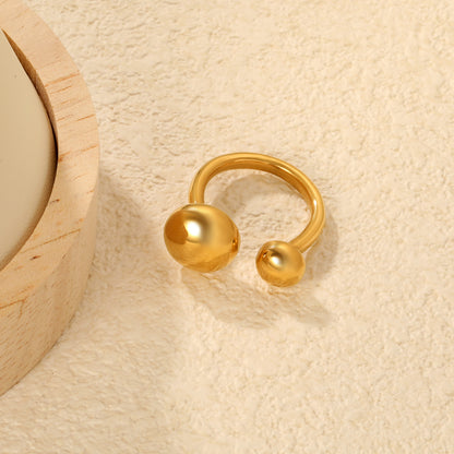 Bulk PVD Gold Minimalist Double Ball Adjustable Statement Ring