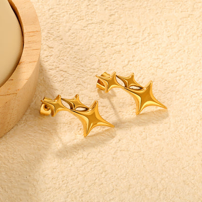 Minimalist North Star Stud Earrings Stainless Steel Waterproof Non-Tarnish