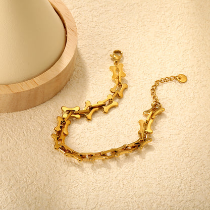 Bulk PVD Gold Sculpted Bone Link Niche Statement Bracelet