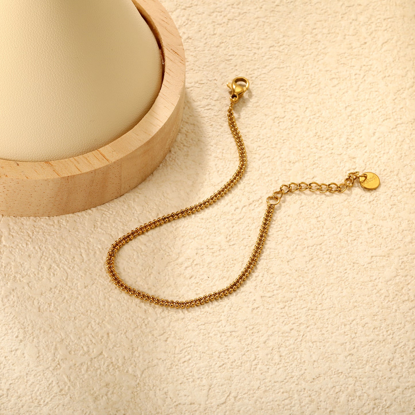Bulk PVD Gold Minimalist Miniature Sculpted Bead Chain Bracelet