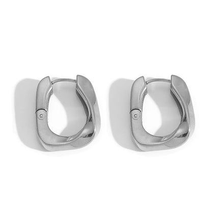 Minimalist Square Domed Huggie Earrings Stainless Steel Tarnish-Free