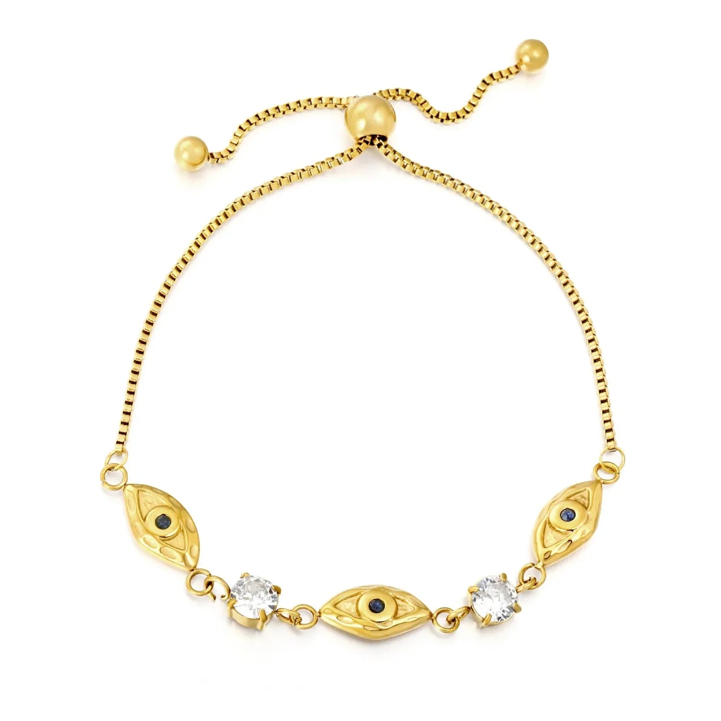Wholesale 304L Stainless Steel Evil Eye Adjustable Bracelet