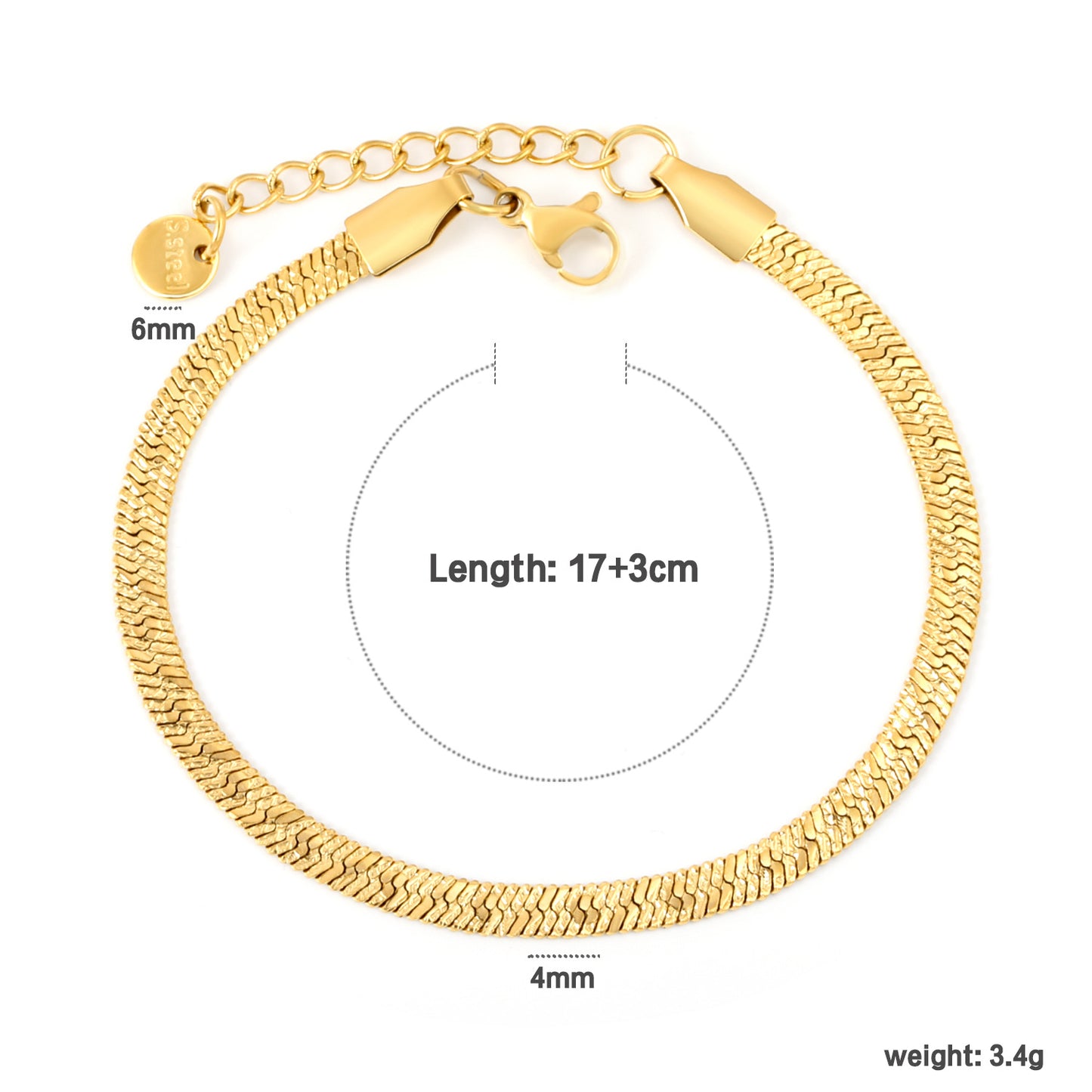 Wholesale Waterproof PVD Gold Relief-Textured Dense Snake Chain