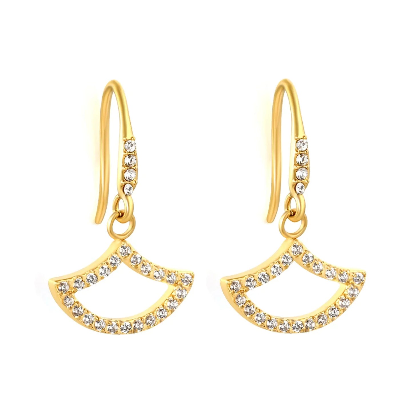 Wholesale Stainless Steel Fishtail Earrings | Full Zircon Inlay Bulk