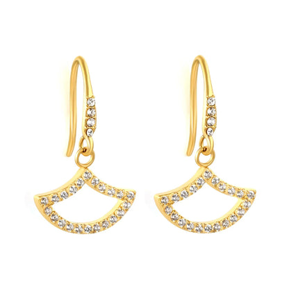 Wholesale Stainless Steel Fishtail Earrings | Full Zircon Inlay Bulk