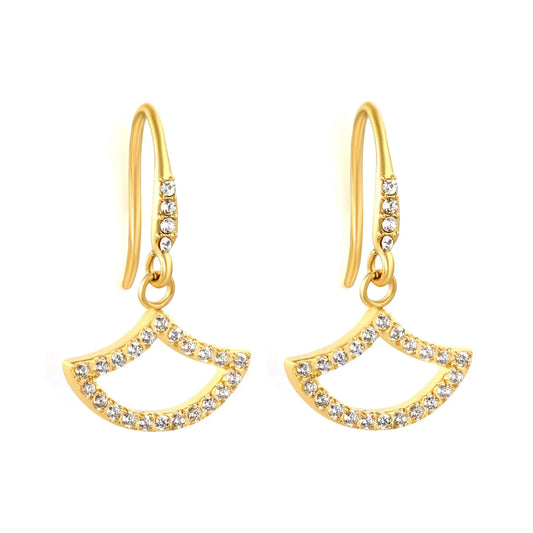 Wholesale Stainless Steel Fishtail Earrings | Full Zircon Inlay Bulk