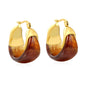 Aesthetic 304L Stainless Steel Wide Hoops | Marble Resin Gold Earrings