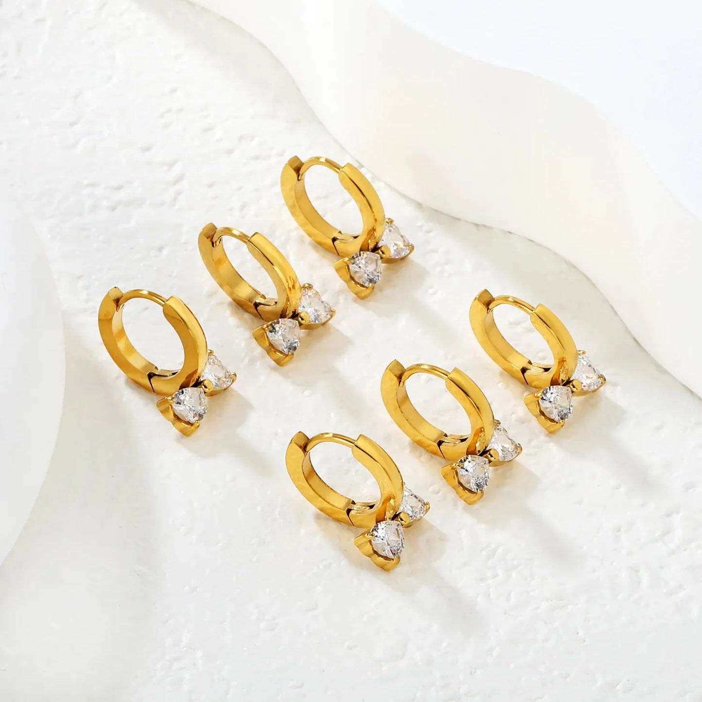 Waterproof Stainless Steel Bowknot Earrings | 3PCS Heart Jewelry Set
