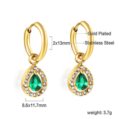 304L Stainless Steel Teardrop Zircon Earrings Wholesale | Bulk Gold