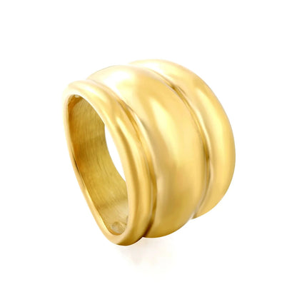 Factory 304L Steel Two-Tone Ring Three-Tier Dome Band for Men Women