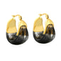Aesthetic 304L Stainless Steel Wide Hoops | Marble Resin Gold Earrings