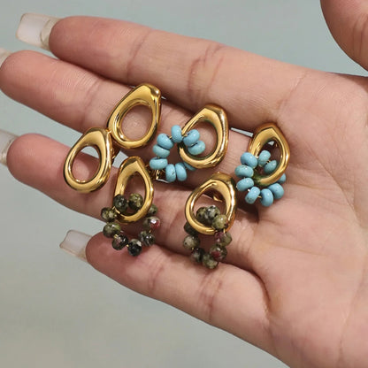 Wholesale Waterproof Antique PVD Gold Sculpted Teardrop Huggies