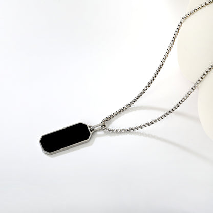 Wholesale Waterproof Silver Sculpted Black Octagonal Dog Tag Necklace