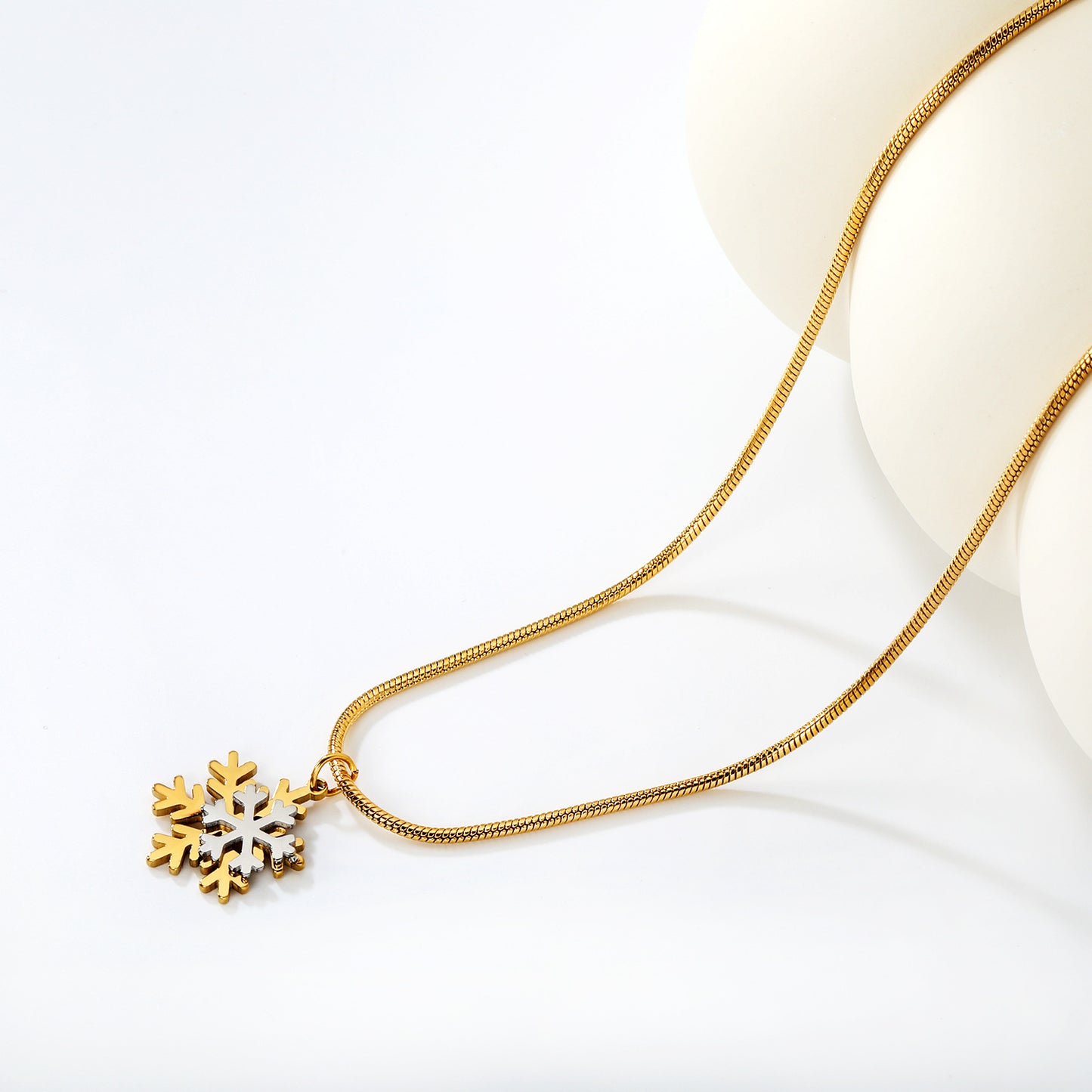Winter 304L Stainless Steel Two-Tone Snowflake Necklace