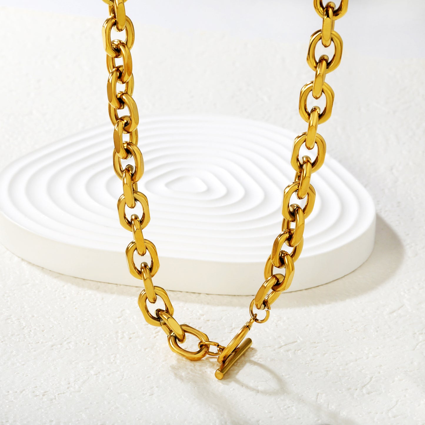 Wholesale 304L Stainless Steel Heavy OT Buckle Necklace