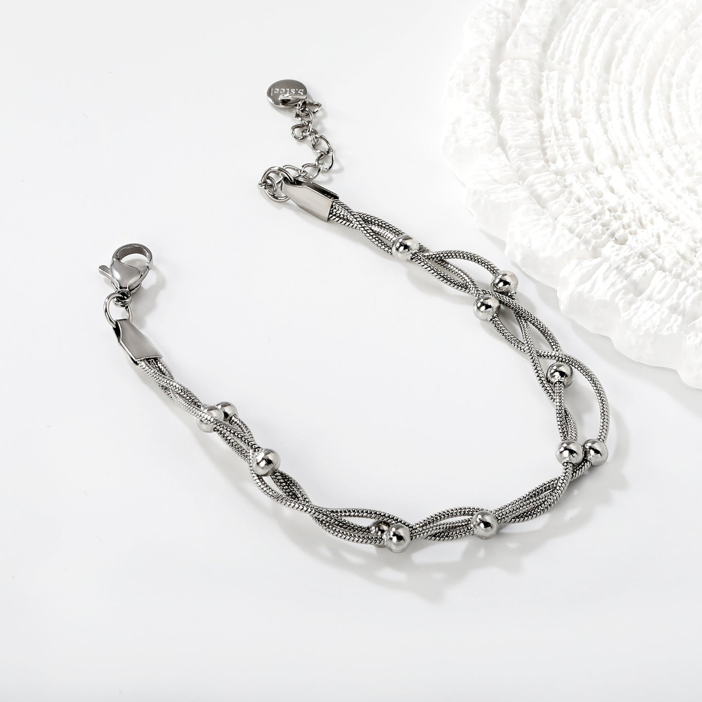 304L Stainless Steel Braided Bracelet | Silver Snake Chain