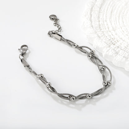 304L Stainless Steel Braided Bracelet | Silver Snake Chain