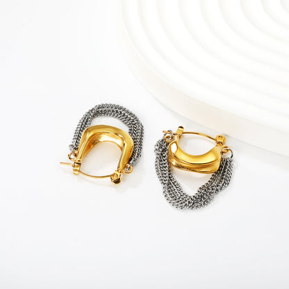 Bulk PVD Gold & Silver Mixed Metal Teardrop Chain Dangle Earrings