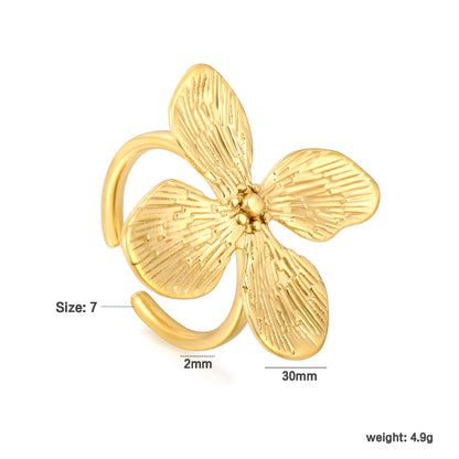 Wholesale 304L Stainless Steel Flower Ring - Textured Petal Design Bulk
