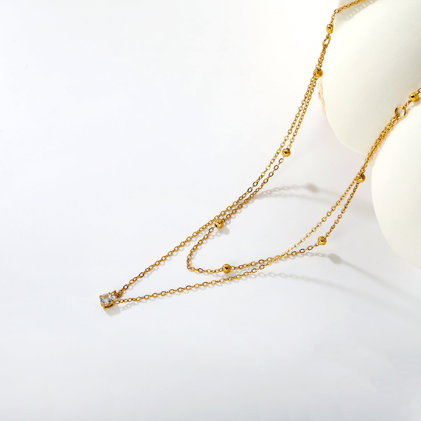 Minimalist Double-Layer Dainty Chain Necklace Stainless Steel Non-Tarnish