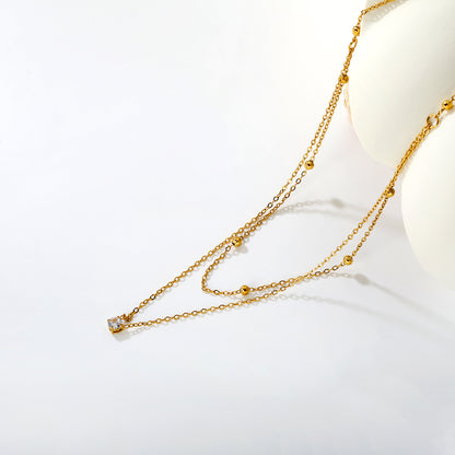 Minimalist Double-Layer Dainty Chain Necklace Stainless Steel Non-Tarnish