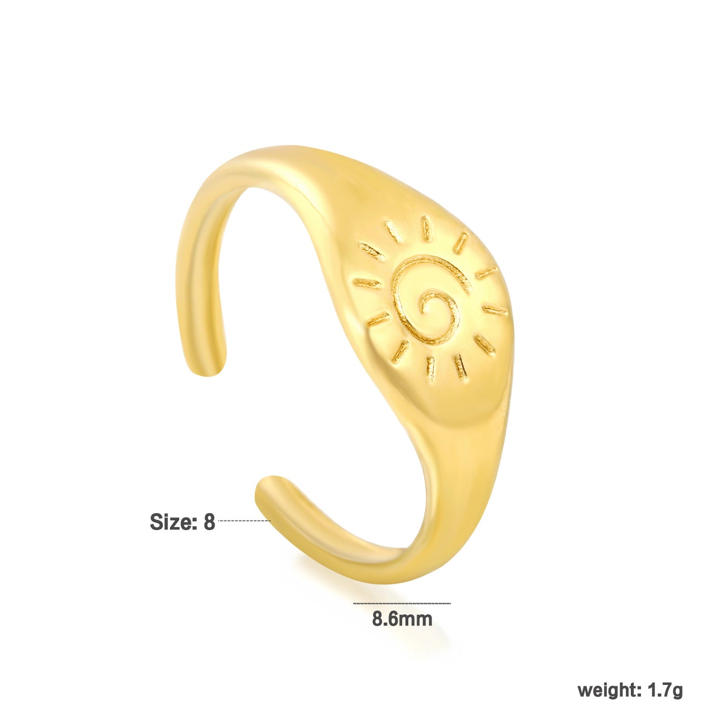 Waterproof 304L Stainless Steel Sun Coin Ring | Daily Protection Gift