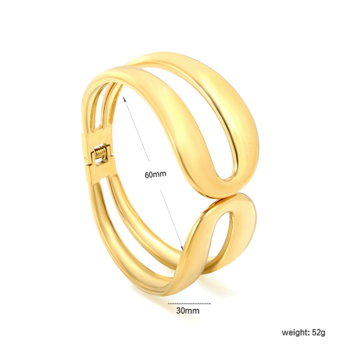304L Stainless Steel Hollow Bangle | Chunky Double Row Style