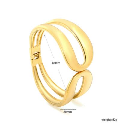 304L Stainless Steel Hollow Bangle | Chunky Double Row Style