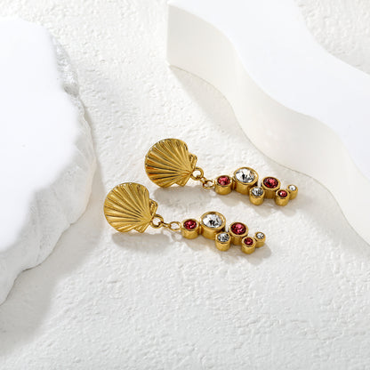 Beach-Vibe Shell Tassel Earrings Stainless Steel Non-Tarnish