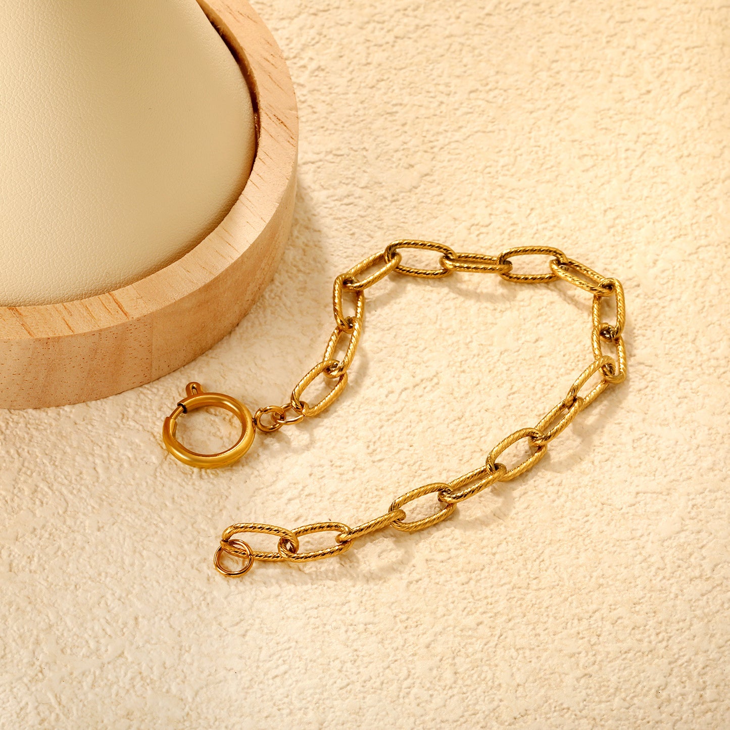 Wholesale Gold Chunky Oval Link Bracelet | Stainless Steel Adjustable Chain
