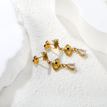Bulk PVD Gold Sculpted Evil Eye, Starburst & Droplet Earrings