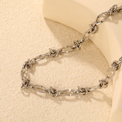 Bulk Silver Industrial Sculpted Knot & Oval Link Necklace