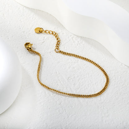 Bulk PVD Gold Minimalist Miniature Sculpted Bead Chain Bracelet