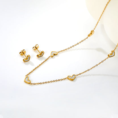 Wholesale Waterproof PVD Gold Sculpted Heart Motif Jewelry Set