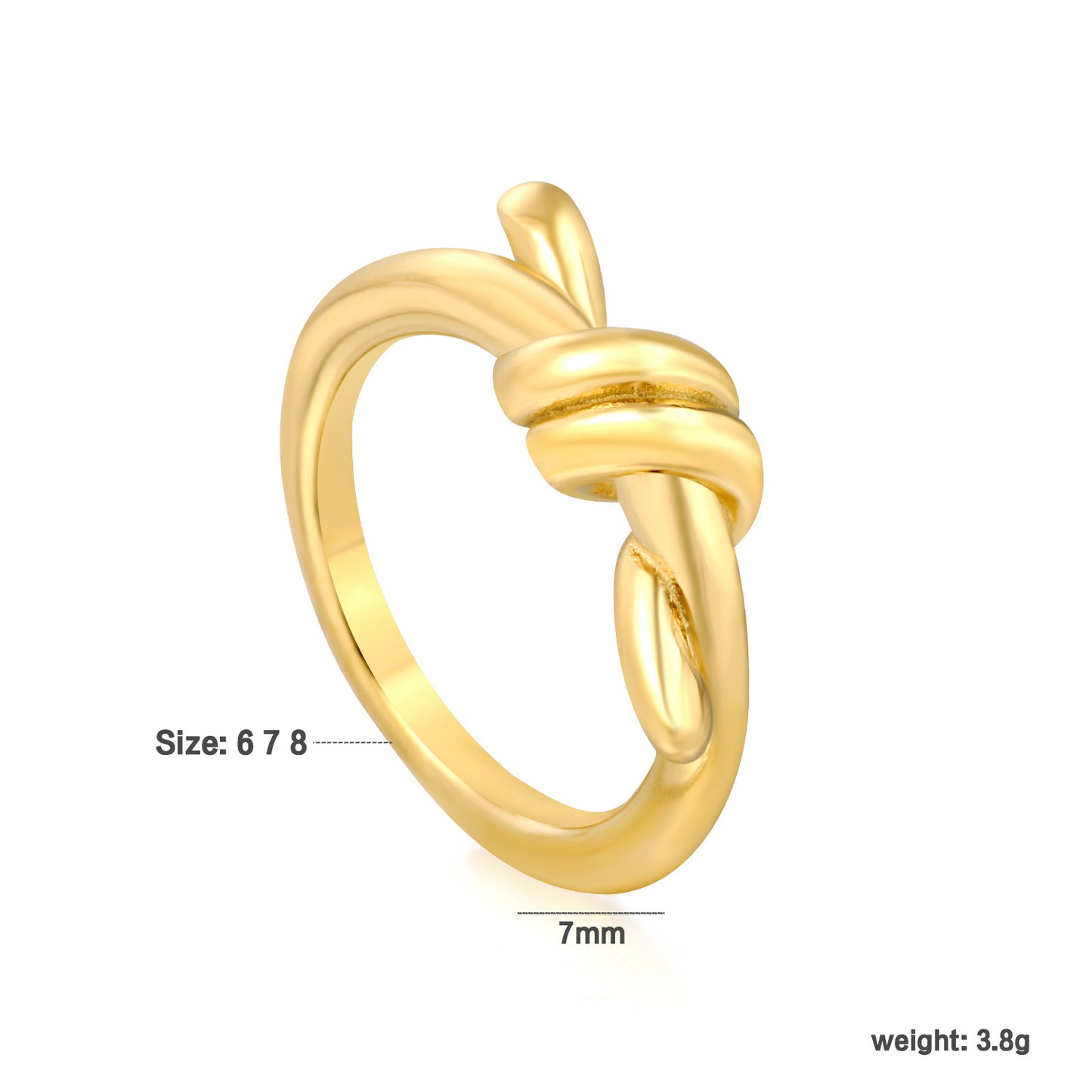 Bulk Gold Plated Knot Ring 304L Steel Closed Stackable Band Hypoallergenic
