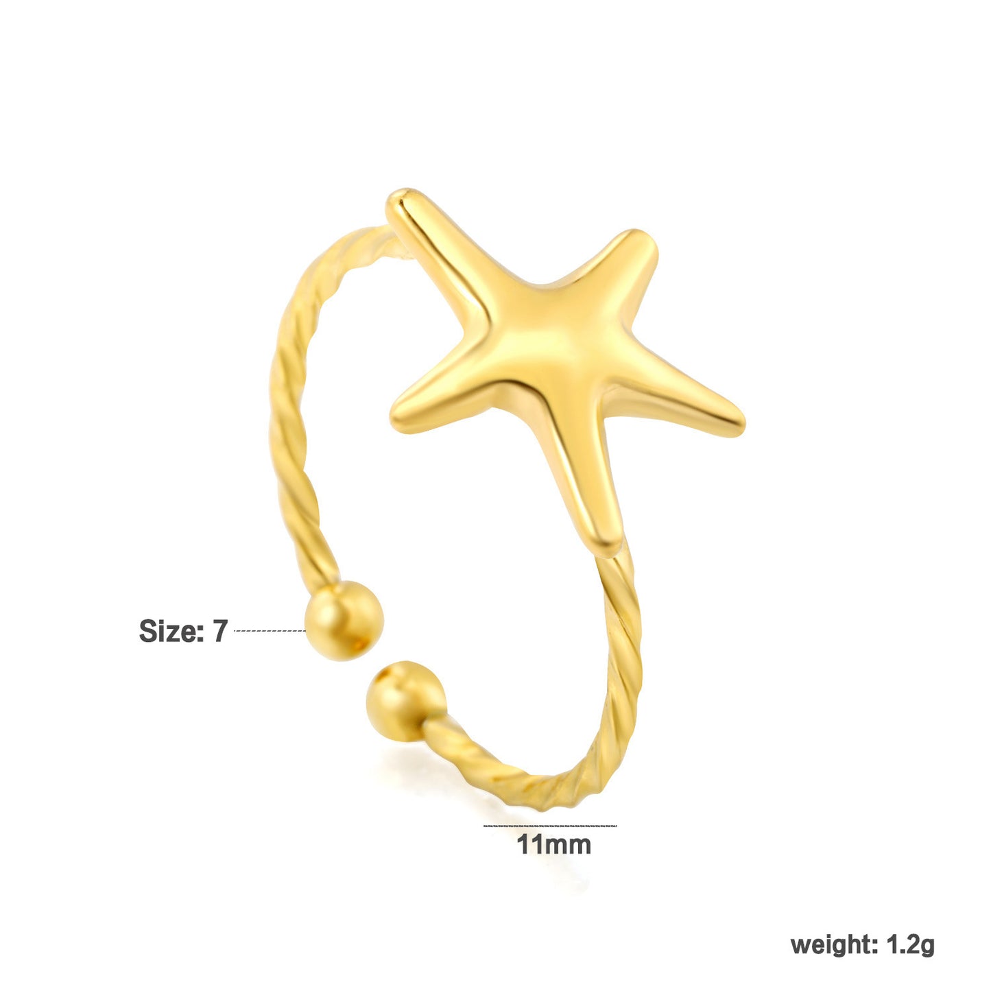 Summer 304L Stainless Steel Starfish Ring | Waterproof Beach Jewelry
